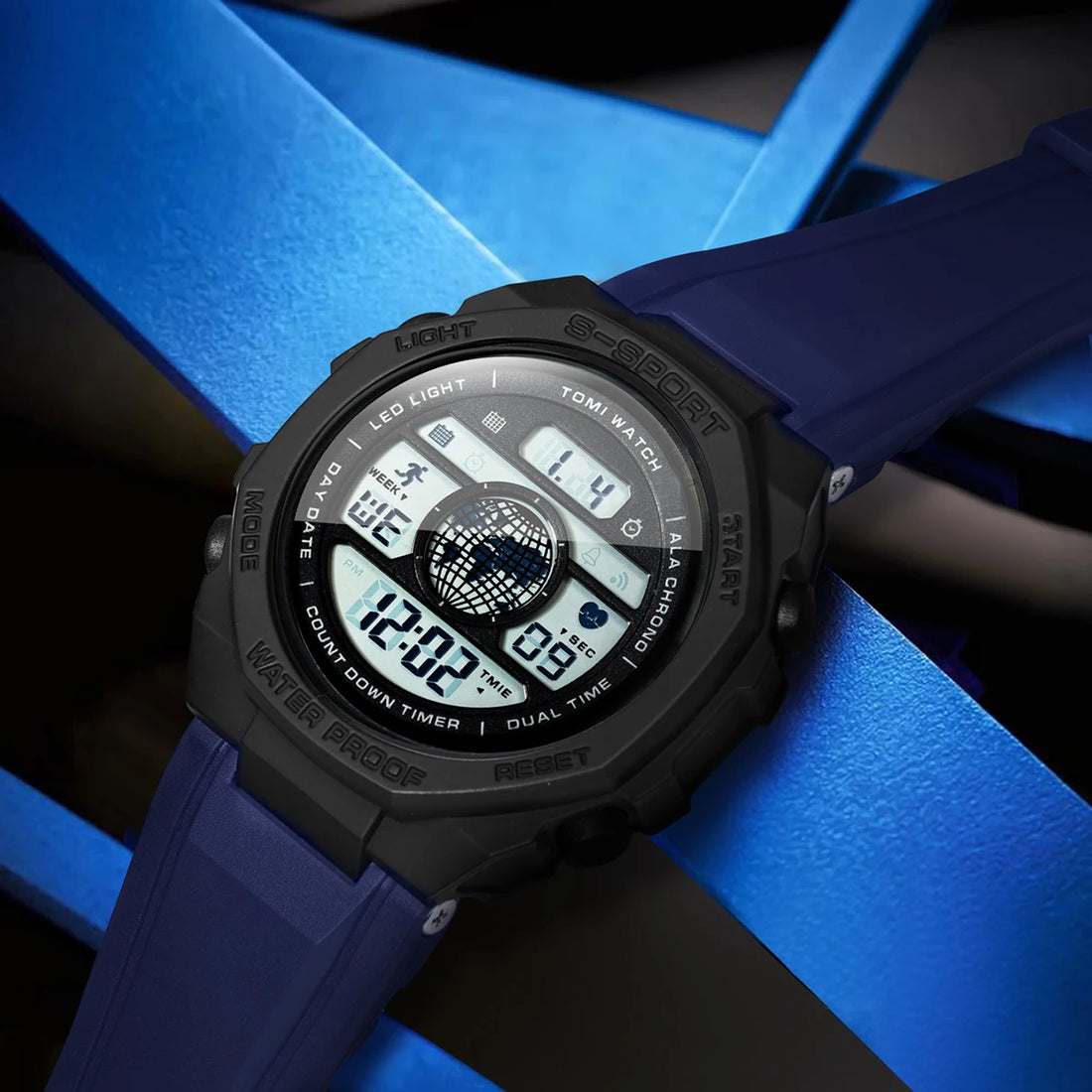 Dual Display Digital Night Light Watch For Men Outdoor Enthusiasts Rugged Waterproof Military Sports